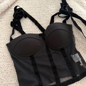 Commense Black Longline Bustier Bra Top